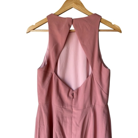 New York Dressy Group Diamond Cutout Back Trumpet Gown, Front Slit, Rose - Picture 11 of 16